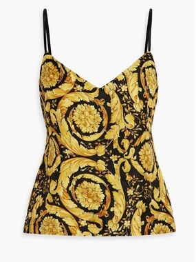 Versace Black and Yellow Baroque Cami Top